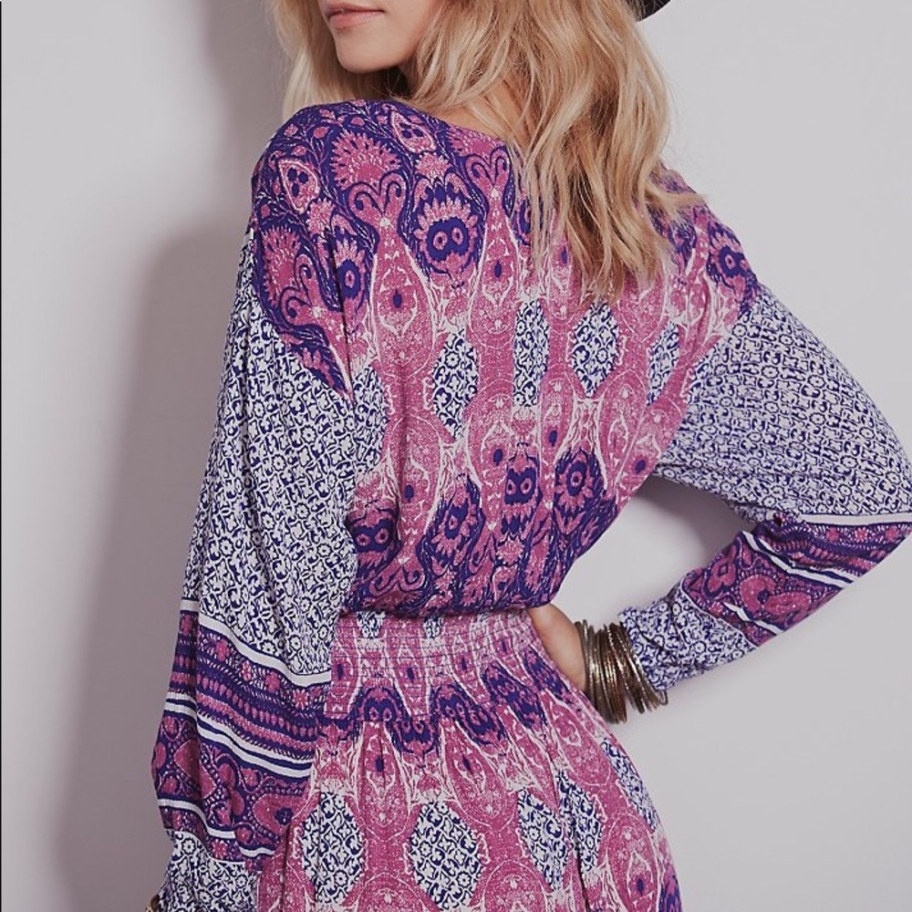 Free People Pink and Purple Boho Paisley Maxi Dress